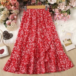 Brand New With Tags Red and White floral SHEIN skirt.